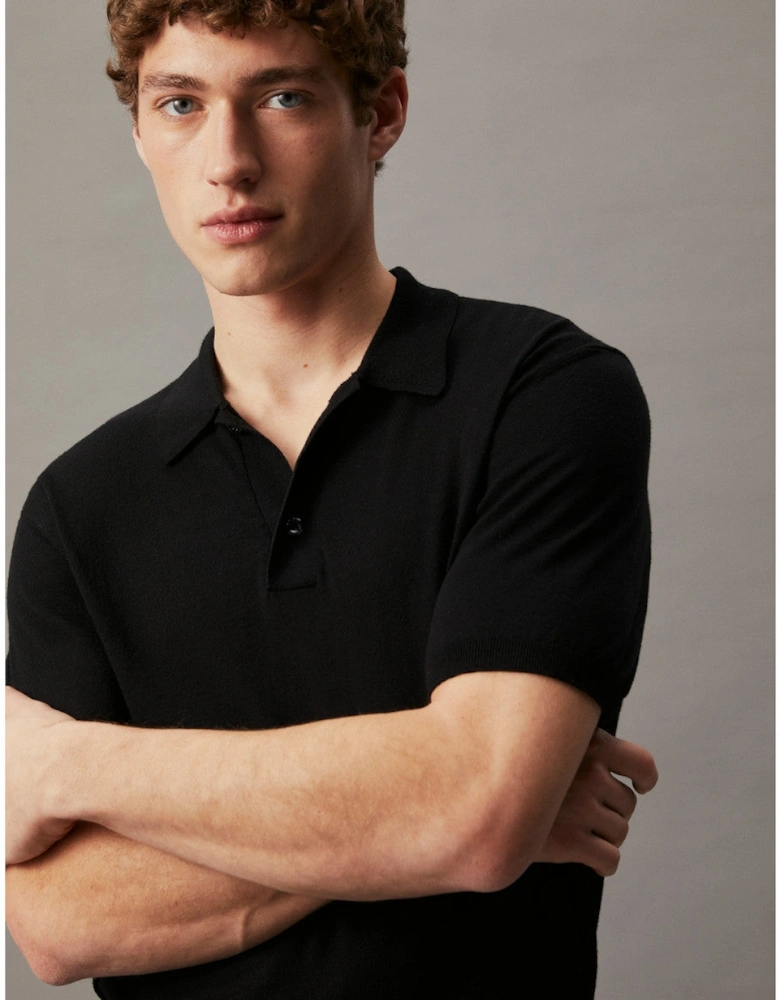 Cotton Silk Polo Shirt BEH Black