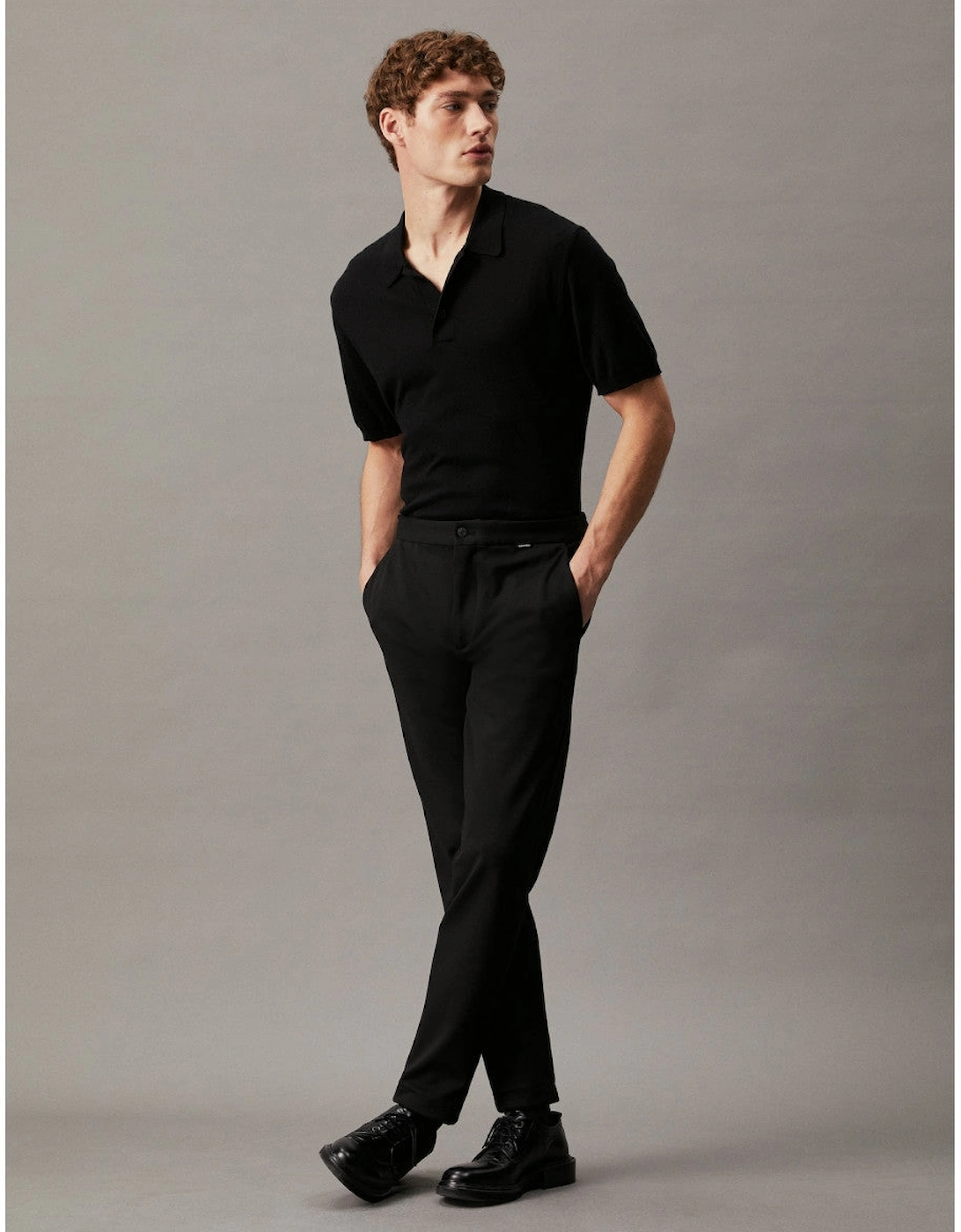 Cotton Silk Polo Shirt BEH Black