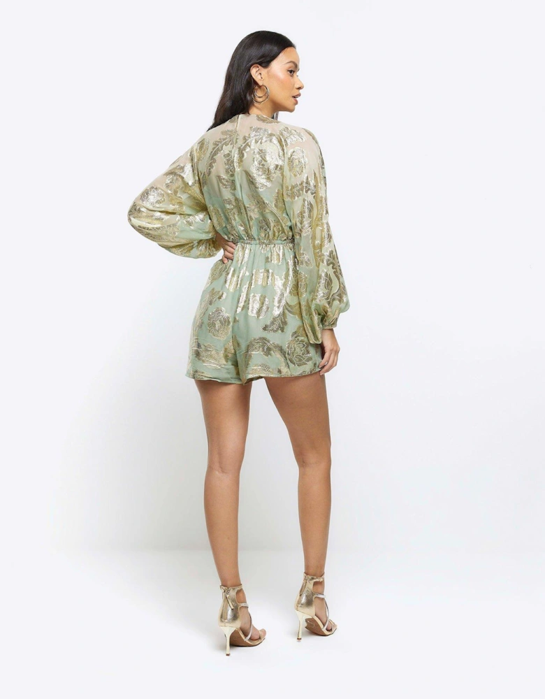 Ombre Metallic Playsuit - Light Green