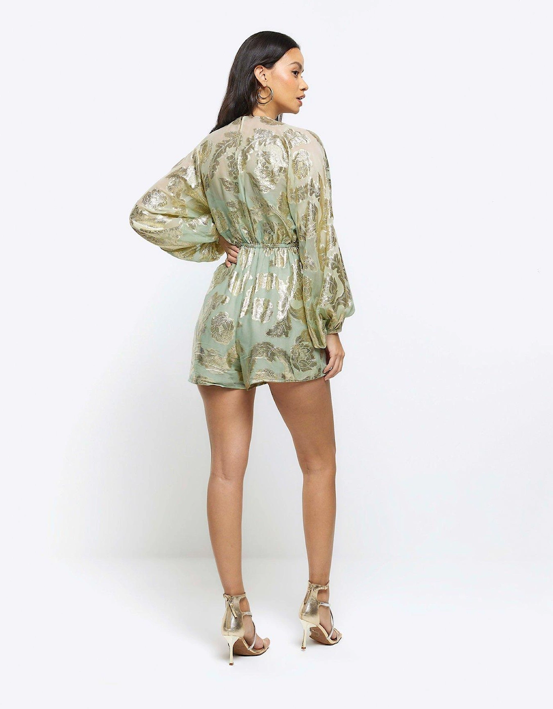 Ombre Metallic Playsuit - Light Green