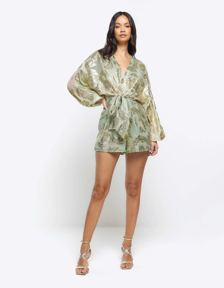 Ombre Metallic Playsuit - Light Green