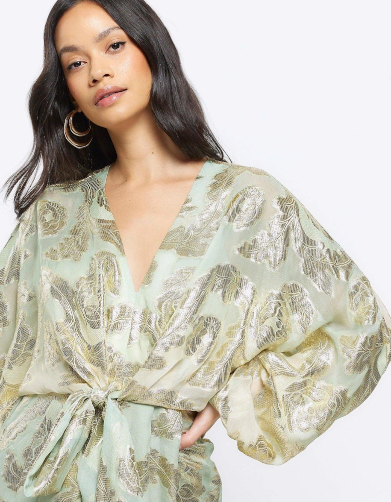 Ombre Metallic Playsuit - Light Green