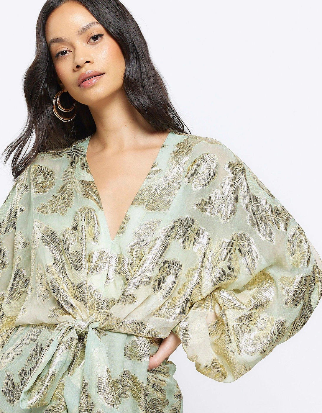 Ombre Metallic Playsuit - Light Green