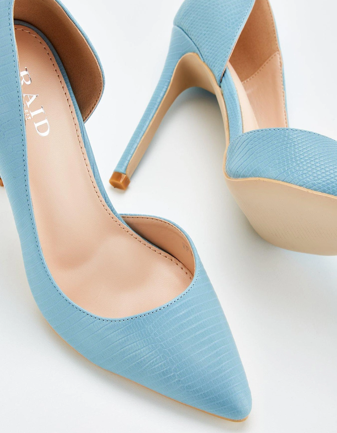 Wide Fitting Lizzard High Heeled Court Shoe - Blue