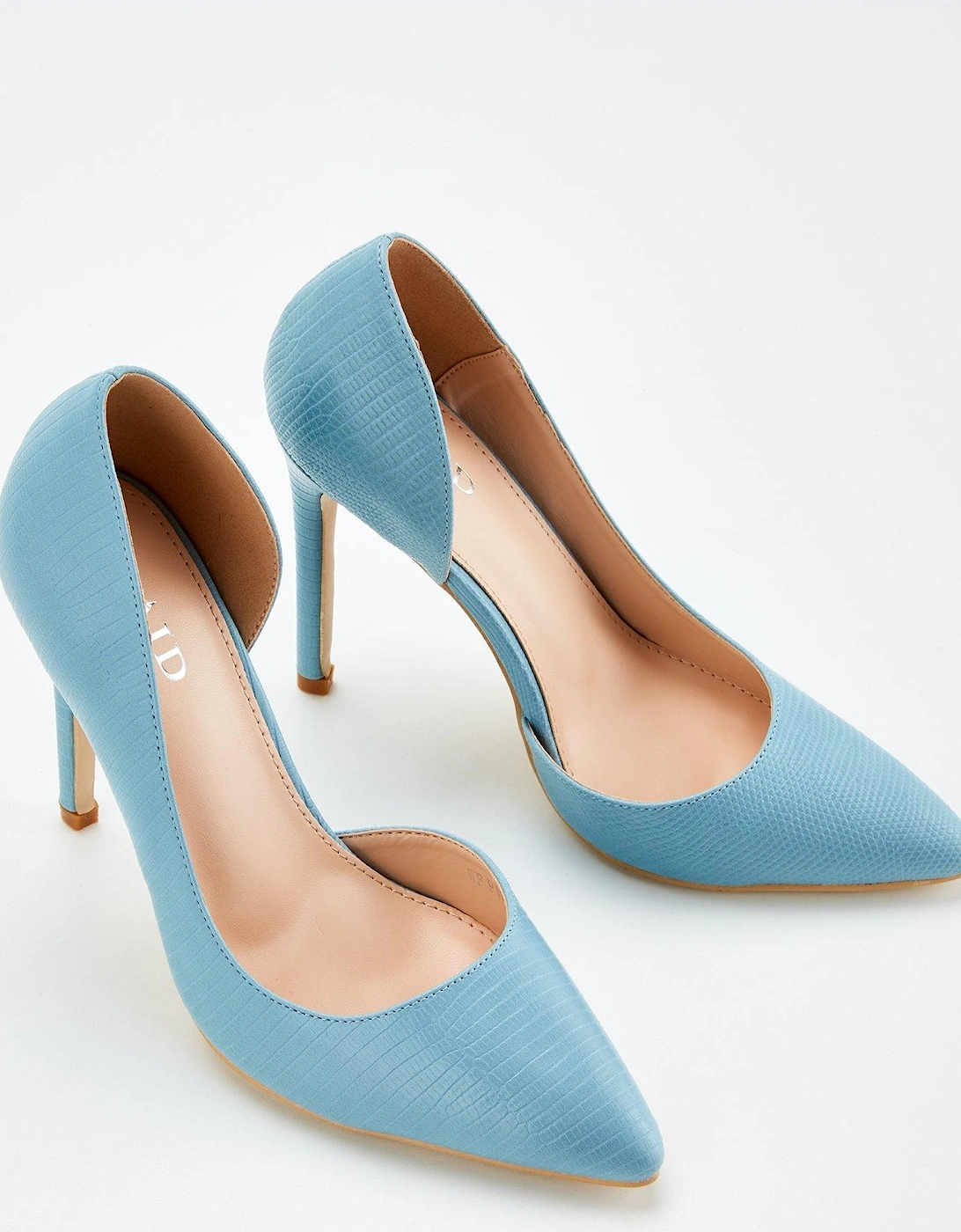 Wide Fitting Lizzard High Heeled Court Shoe - Blue