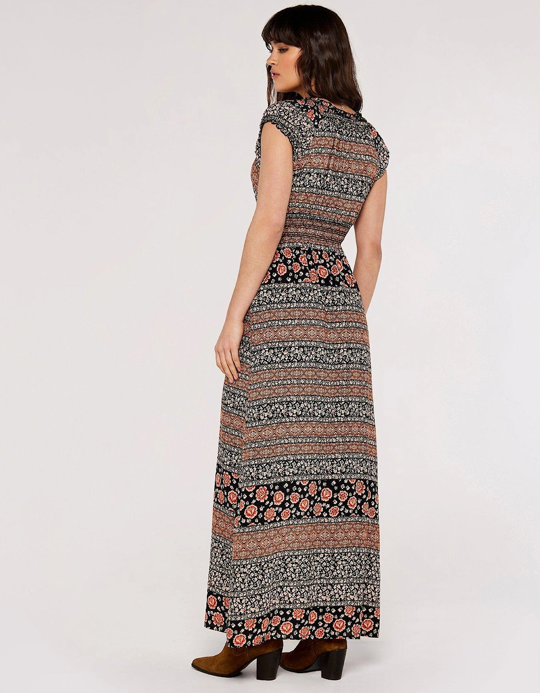 Folk Art Stripe V/Nk Maxi Dress