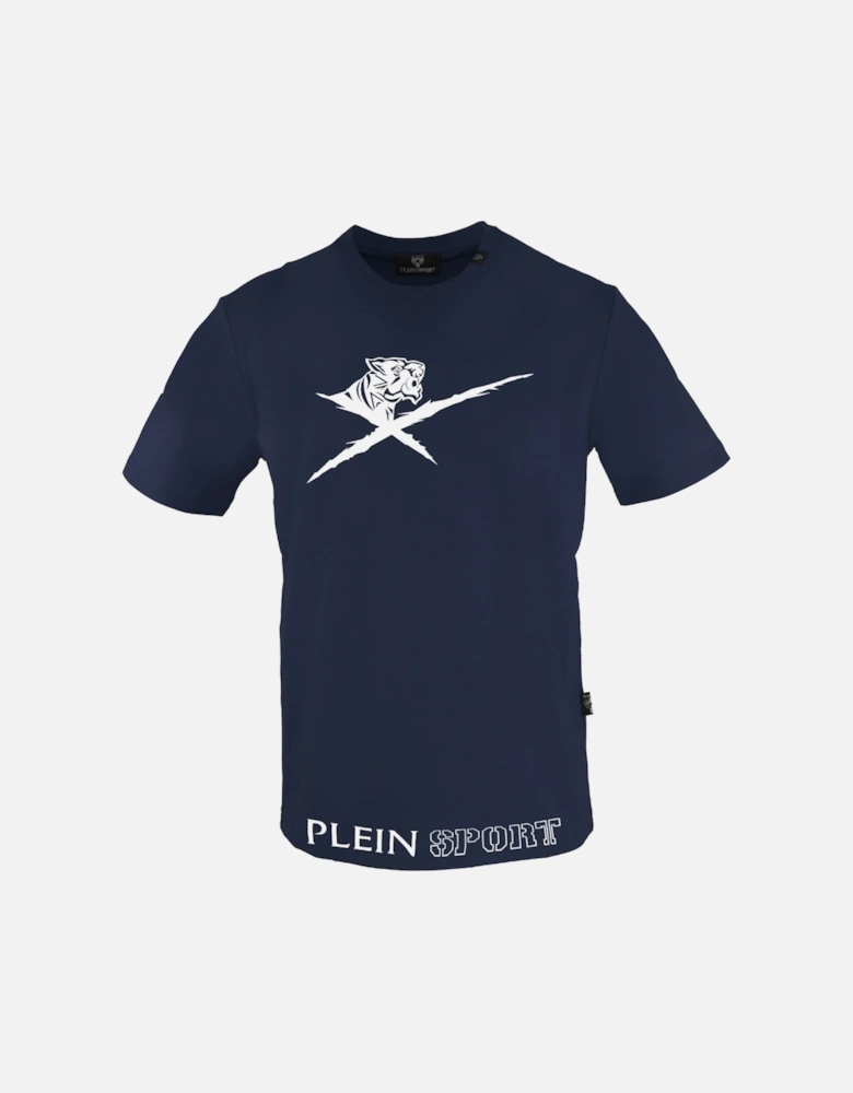 Plein Sport Large Striking Logo Navy Blue T Shirt