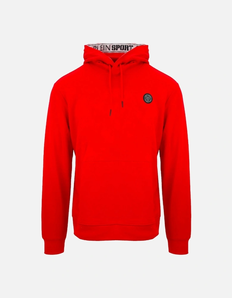 Plein Sport Large Circle Logo On Back Taped Hood Red Hoodie