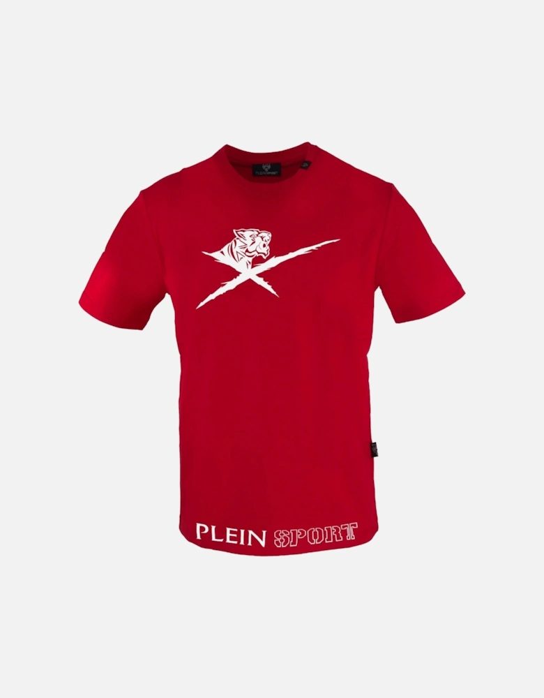 Plein Sport Large Striking Logo Red T Shirt