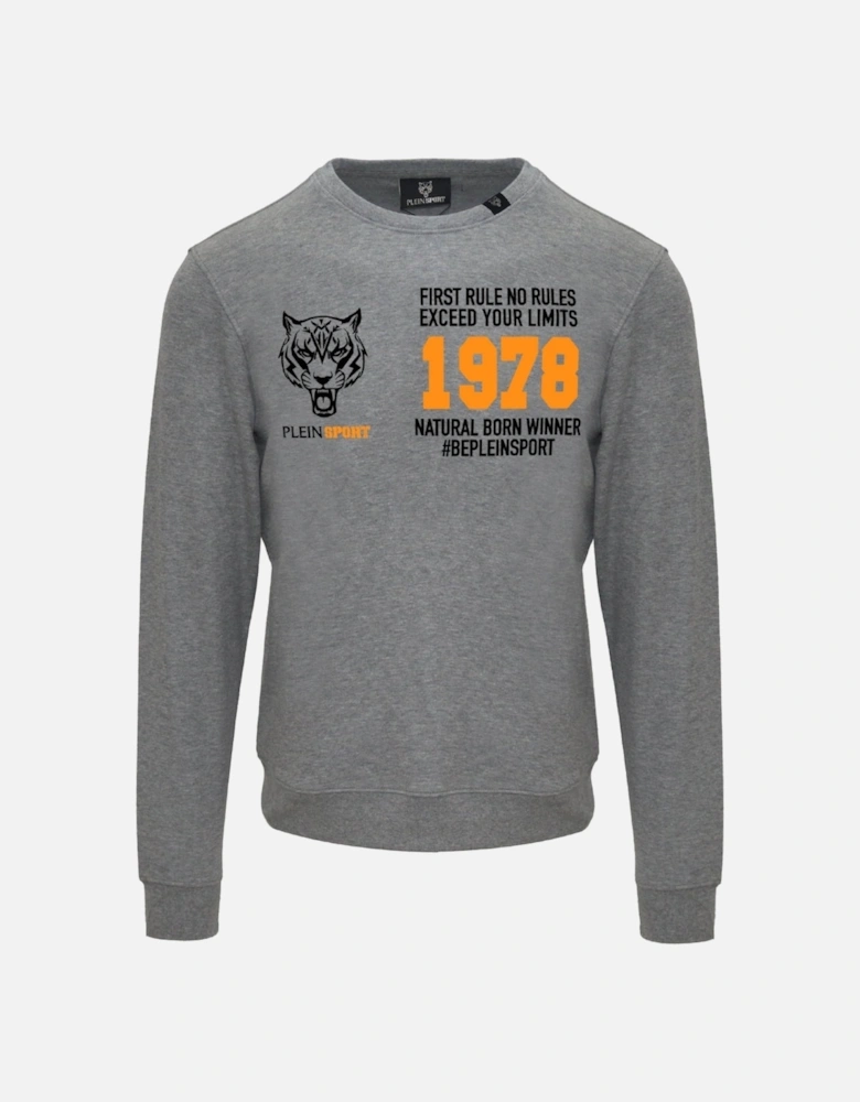 Plein Sport Orange Natural Born Winner Logo Grey Jumper