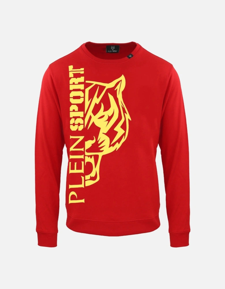 Plein Sport Large Bold Tiger Logo Red Jumper