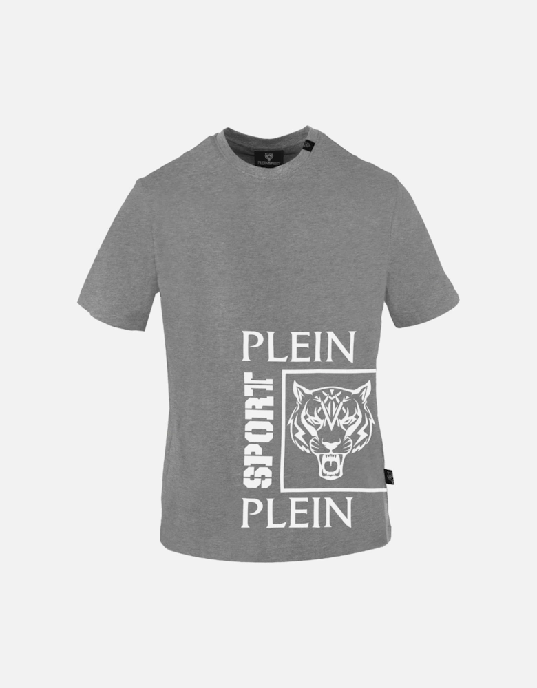 Plein Sport Square Branded Logo Grey T Shirt