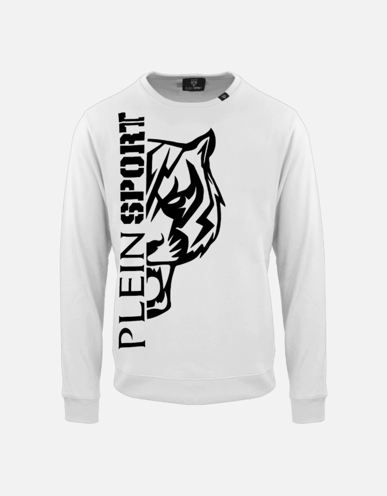 Plein Sport Large Bold Tiger Logo White Jumper