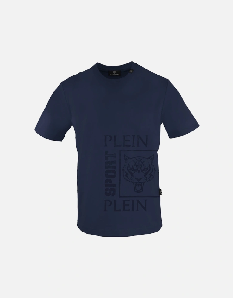 Plein Sport Square Branded Logo Navy Blue T Shirt