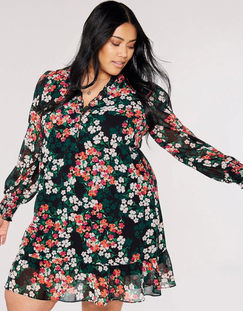 Spring Floral Tiered Midi Dress