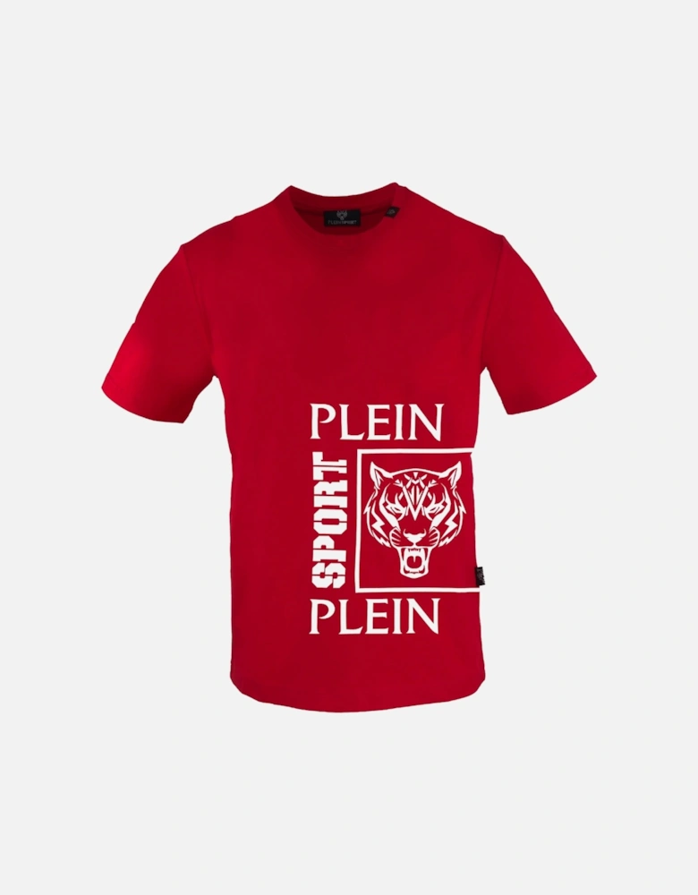 Plein Sport Square Branded Logo Red T Shirt