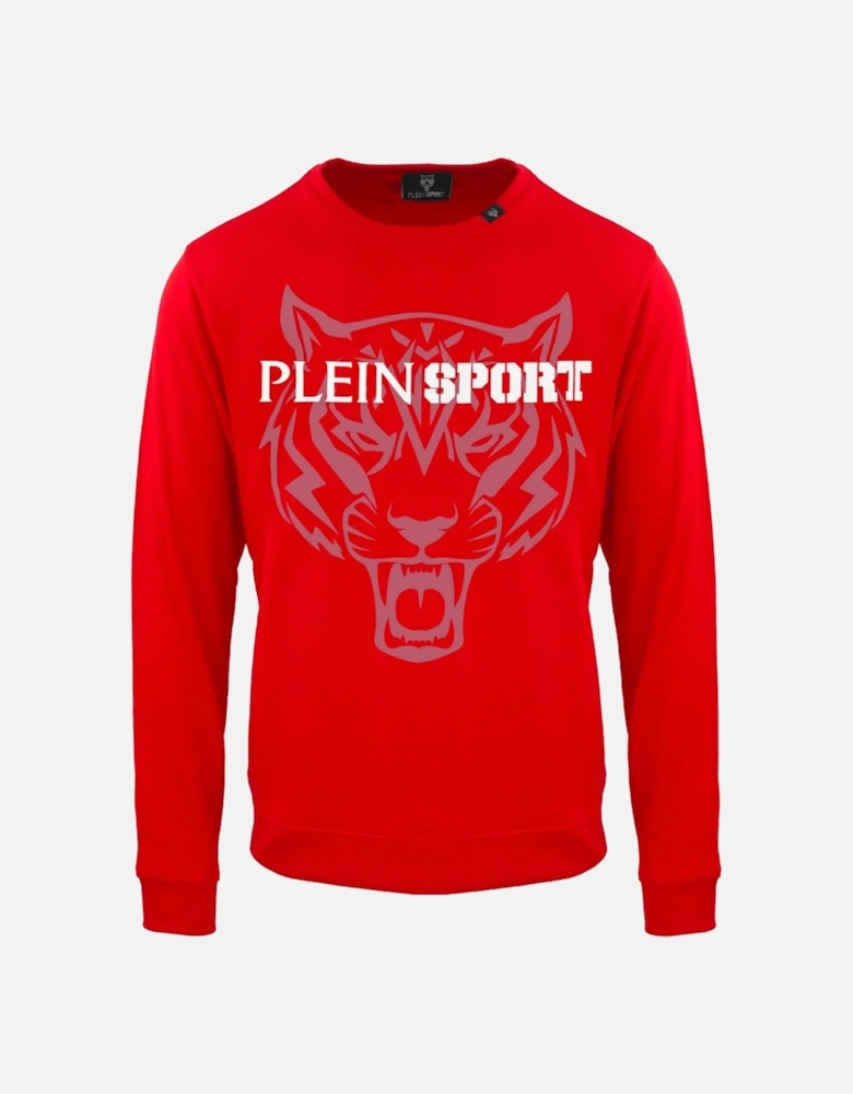 Plein Sport Large Branded Logo Tiger Red Jumper