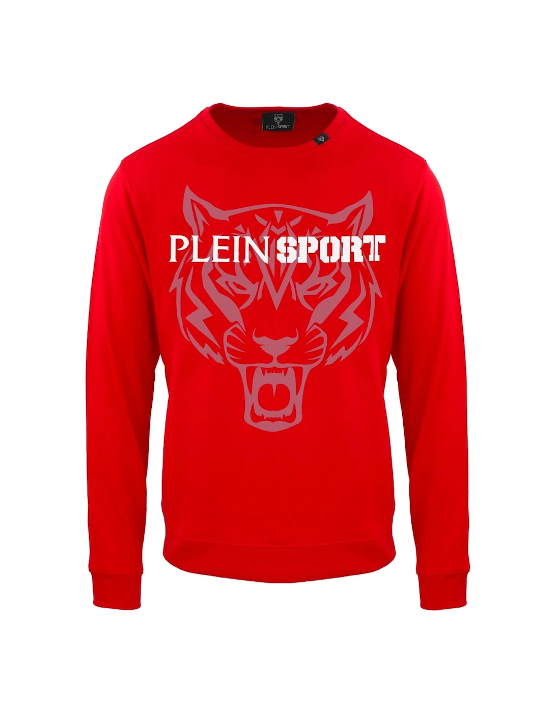 Men's Plein Sport Large Branded Logo Tiger Red Jumper - Size: Regular/36