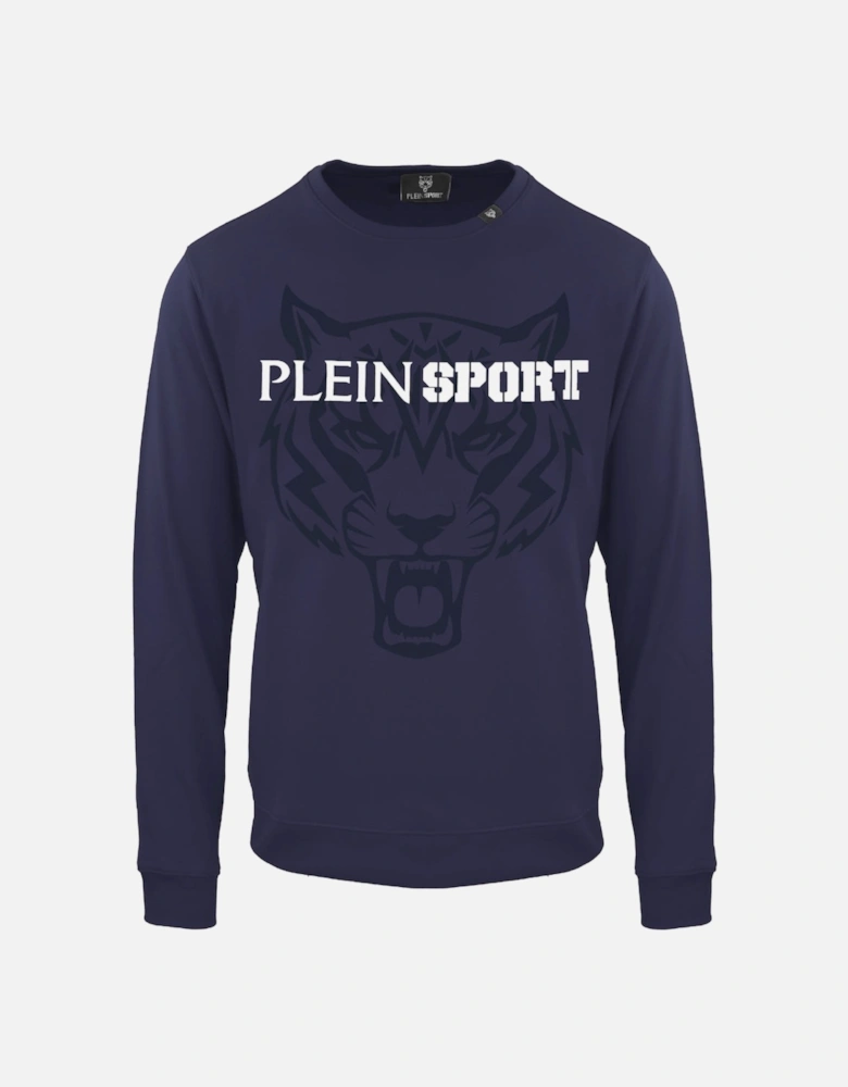 Plein Sport Large Branded Logo Tiger Navy Blue Jumper