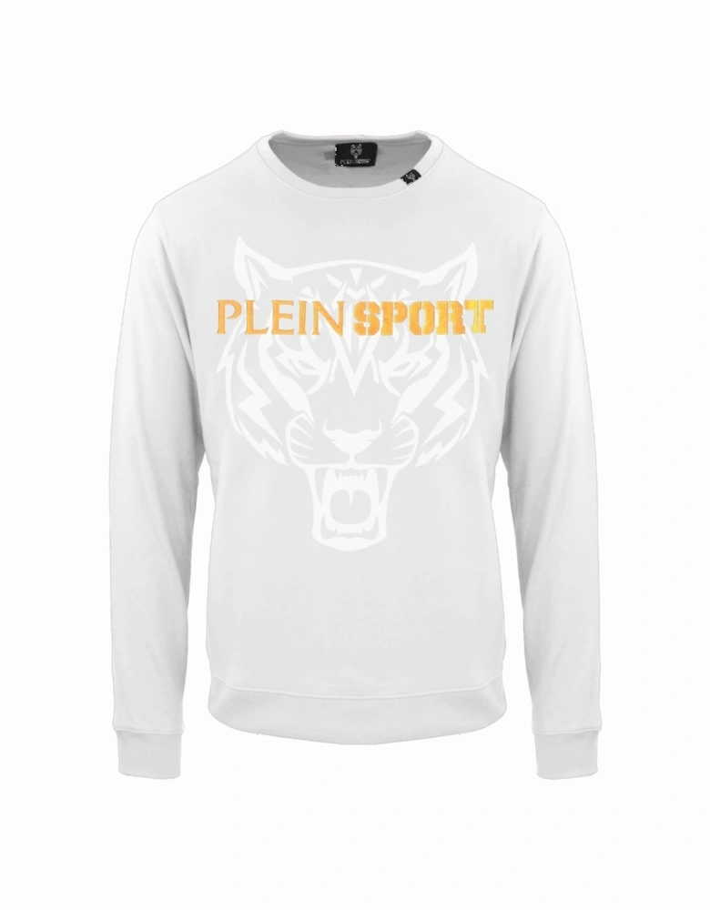 Plein Sport Large Branded Logo Tiger White Jumper