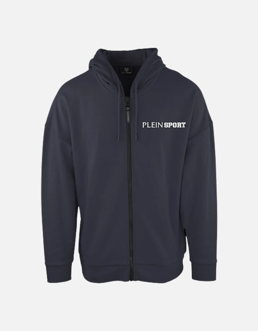 Plein Sport Logo On Back Zip Up Navy Blue Hoodie, 3 of 2