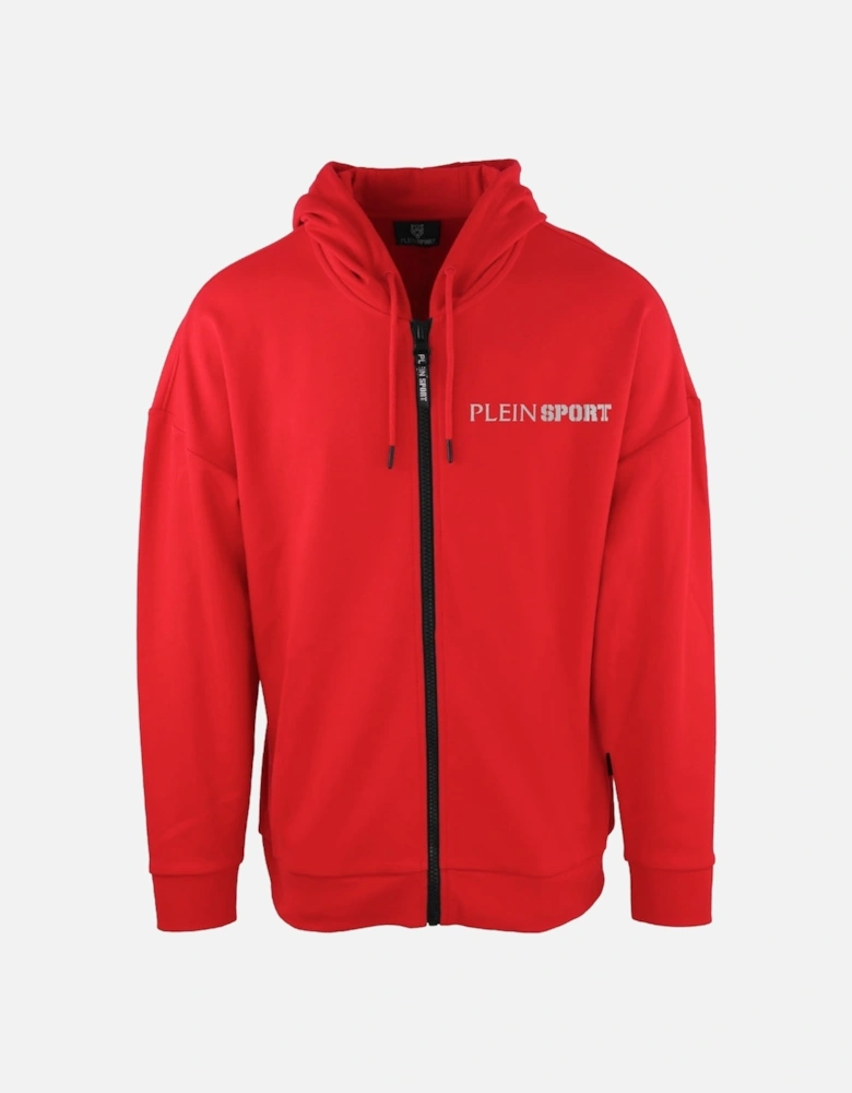 Plein Sport Logo On Back Zip Up Red Hoodie