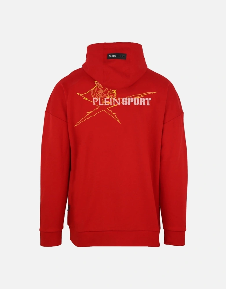 Plein Sport Logo On Back Zip Up Red Hoodie