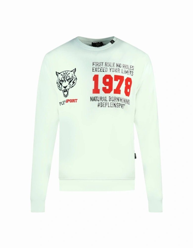 Plein Sport Black Natural Born Winner Logo White Jumper