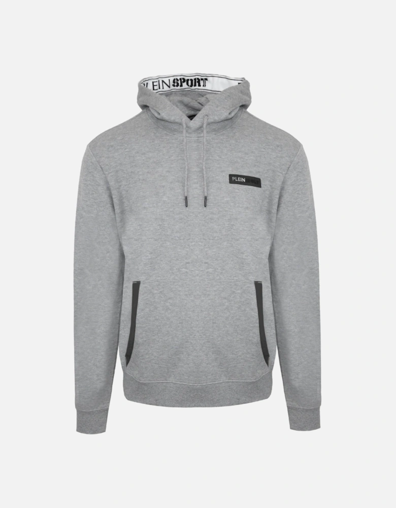 Plein Sport Patch Logo Taped Hood Grey Hoodie