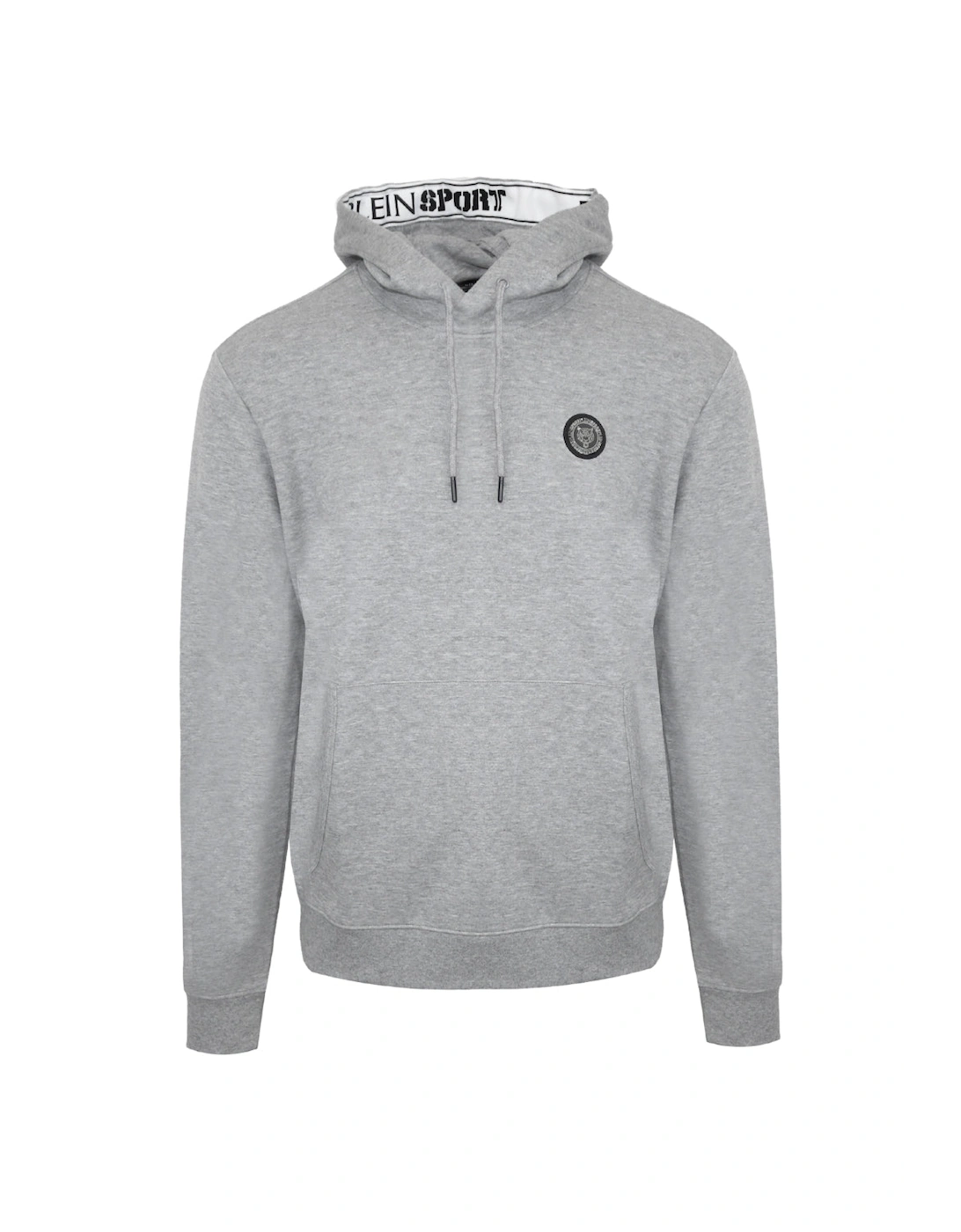 Men's Plein Sport Large Scratch Logo Taped Hood Grey Hoodie - Size: Regular/36
