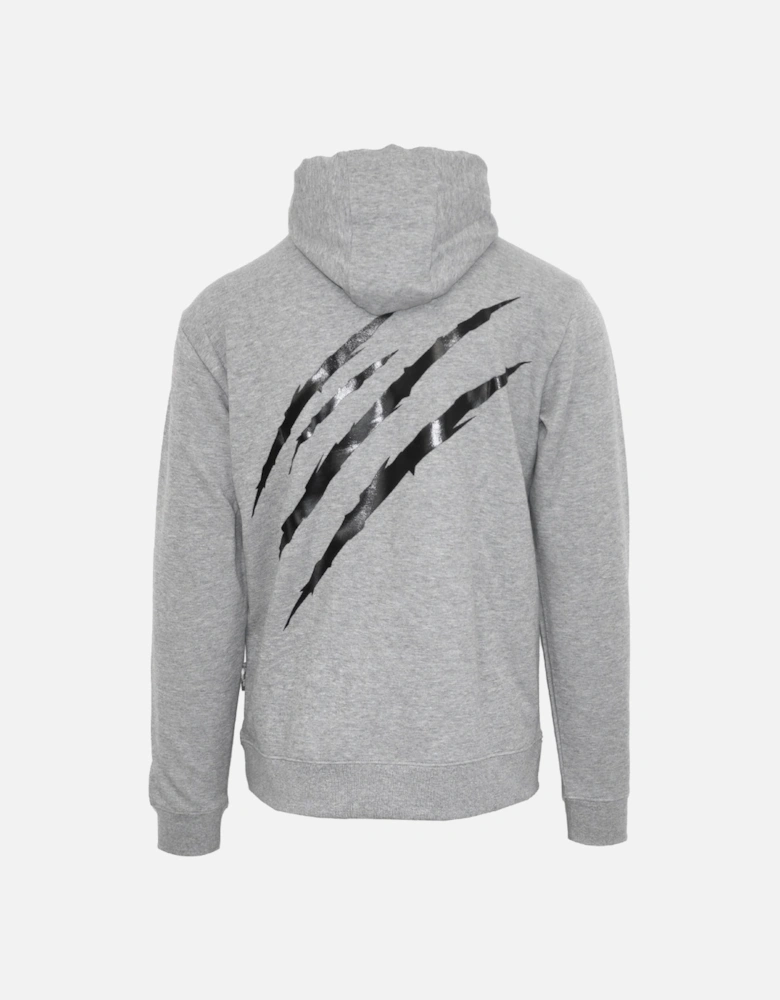 Plein Sport Large Scratch Logo Taped Hood Grey Hoodie