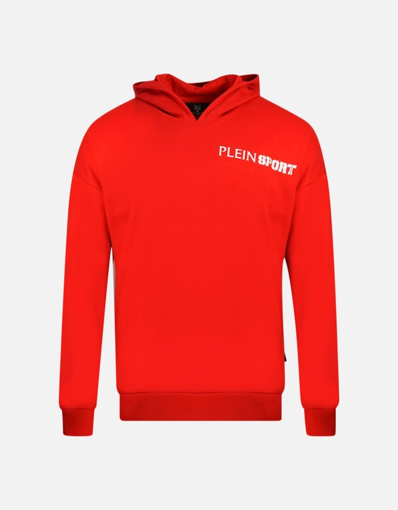 Plein Sport Block Logo On Chest Red Hoodie