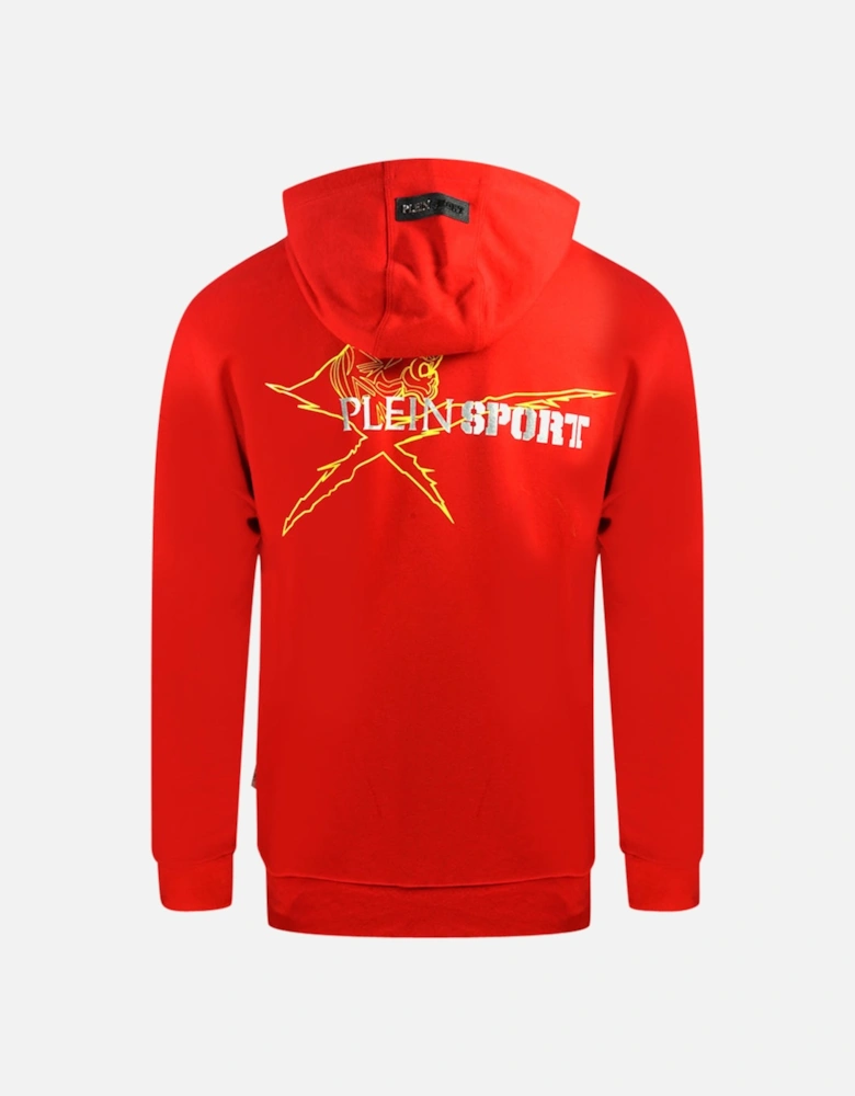 Plein Sport Block Logo On Chest Red Hoodie