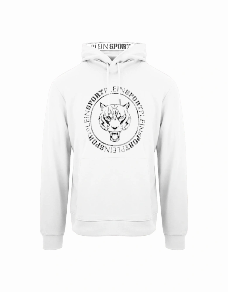 Plein Sport Circle Logo Taped Hood White Hoodie