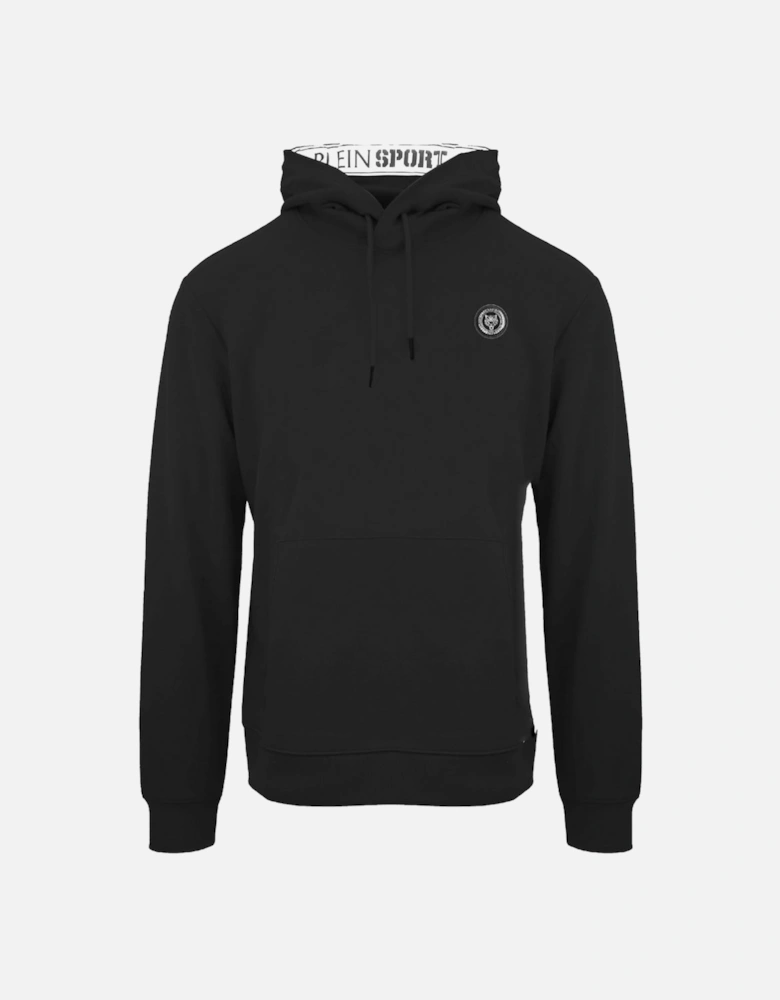 Plein Sport Large Circle Logo On Back Taped Hood Black Hoodie