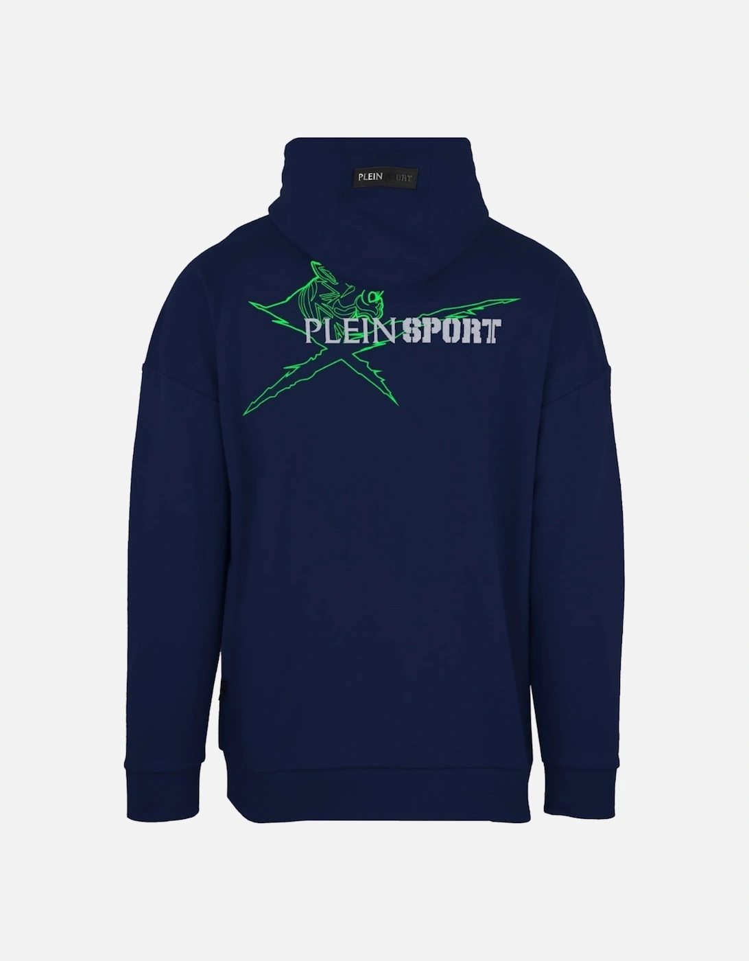 Plein Sport Block Logo On Chest Navy Blue Hoodie