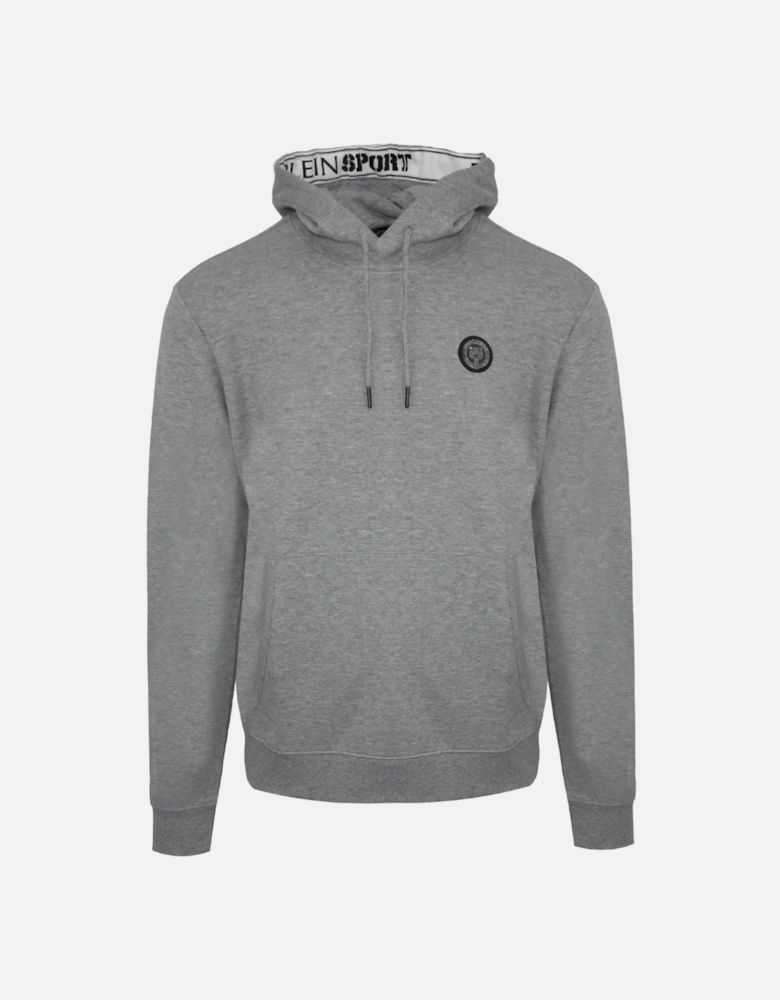 Plein Sport Large Circle Logo On Back Taped Hood Grey Hoodie