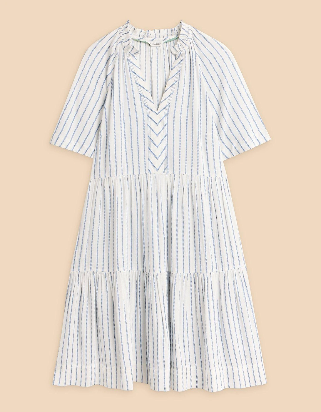 Sophia Stripe Dress - Cream/Blue