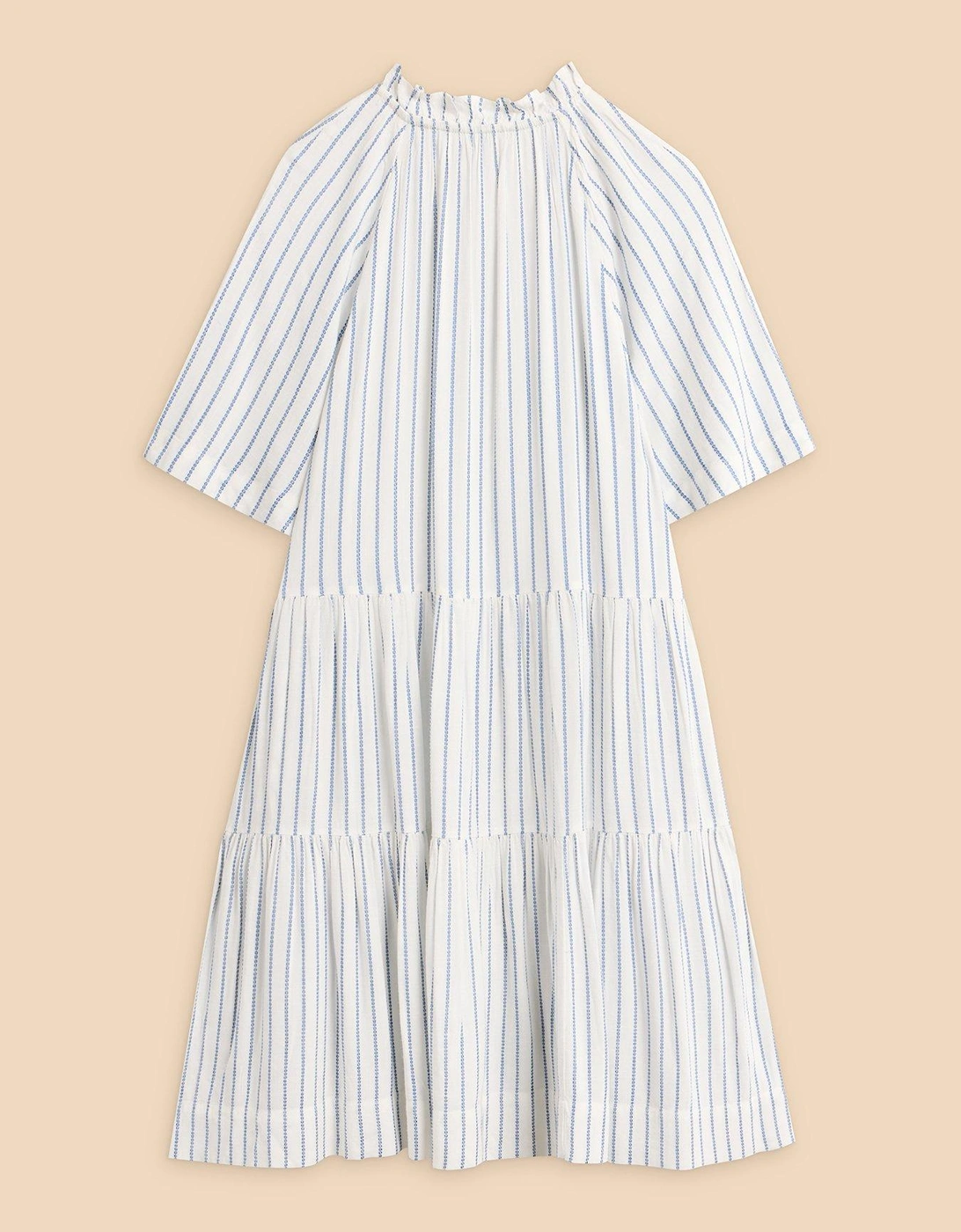 Sophia Stripe Dress - Cream/Blue