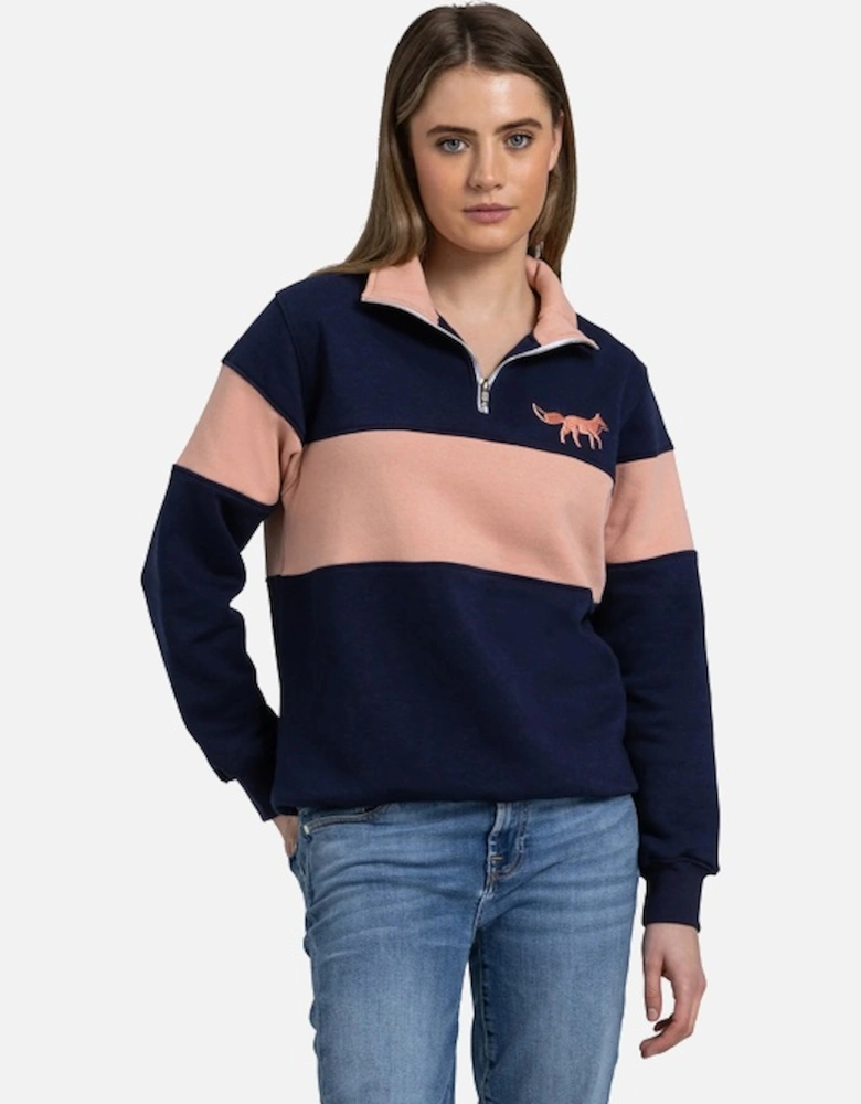 Burford Quarter Zip Navy/Pink