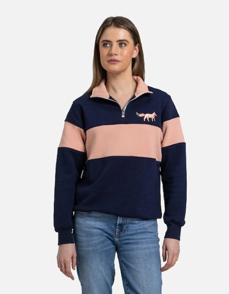 Burford Quarter Zip Navy/Pink