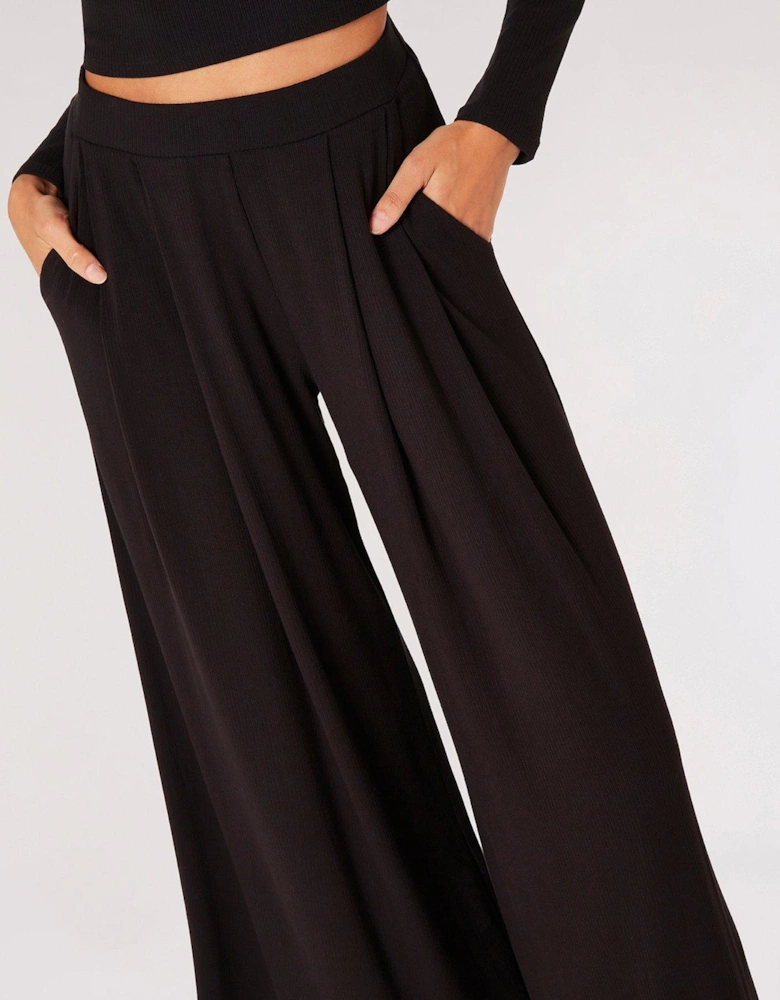 Ribbed Wide Plazzo Trousers