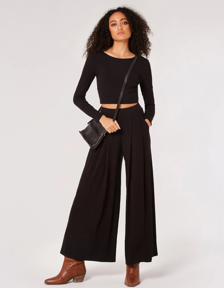 Ribbed Wide Plazzo Trousers