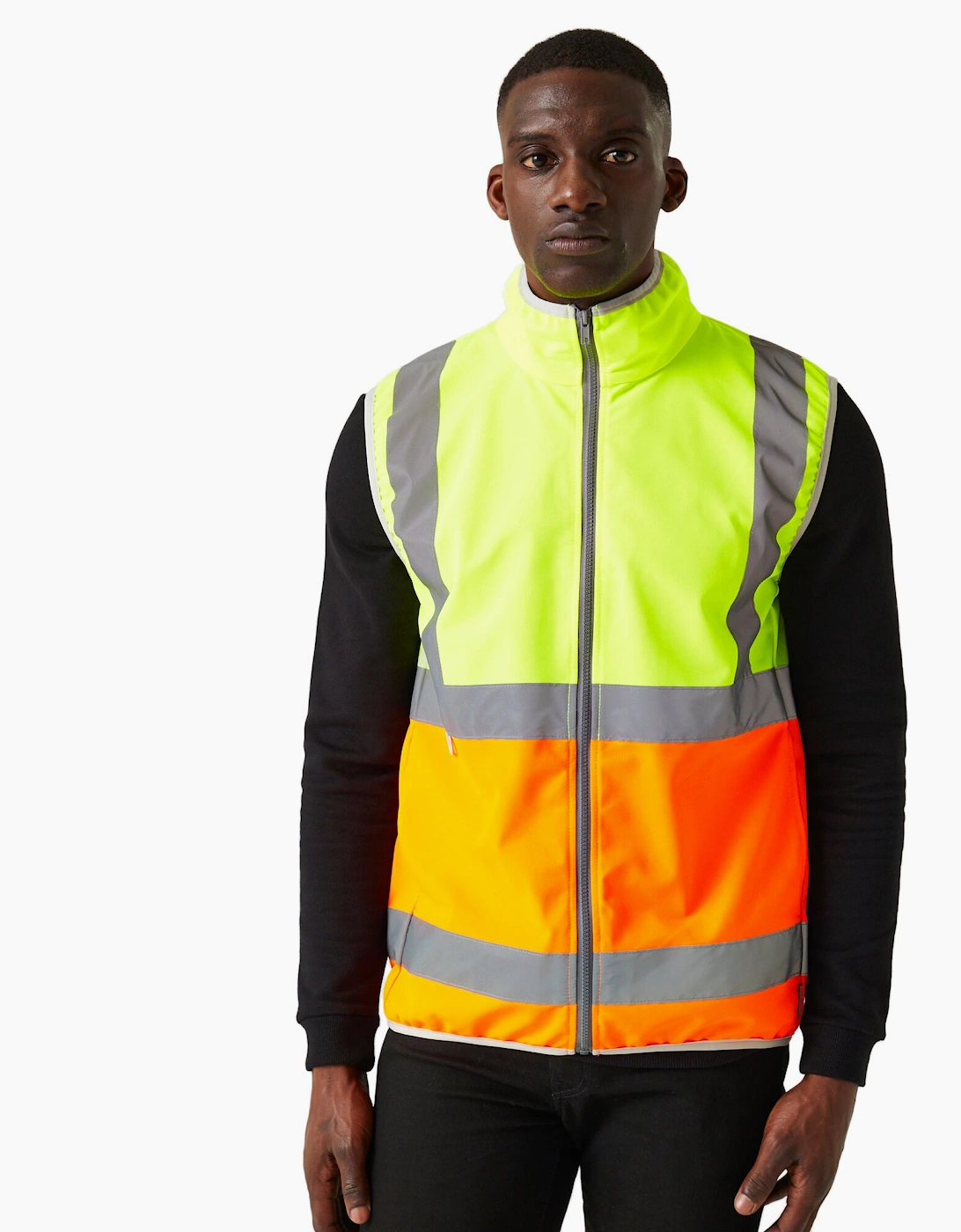Men's Regatta Professional Mens Full Zip Hi-Vis Vest - Black - Size: XXL