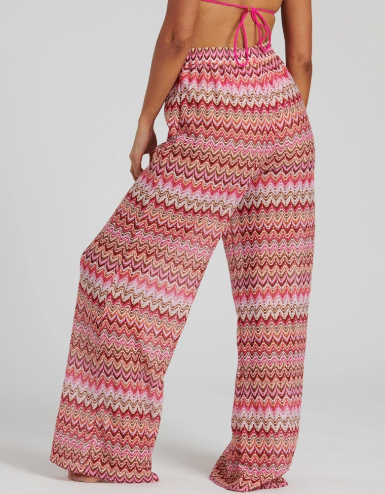 Pink Crochet Wide Leg Pant