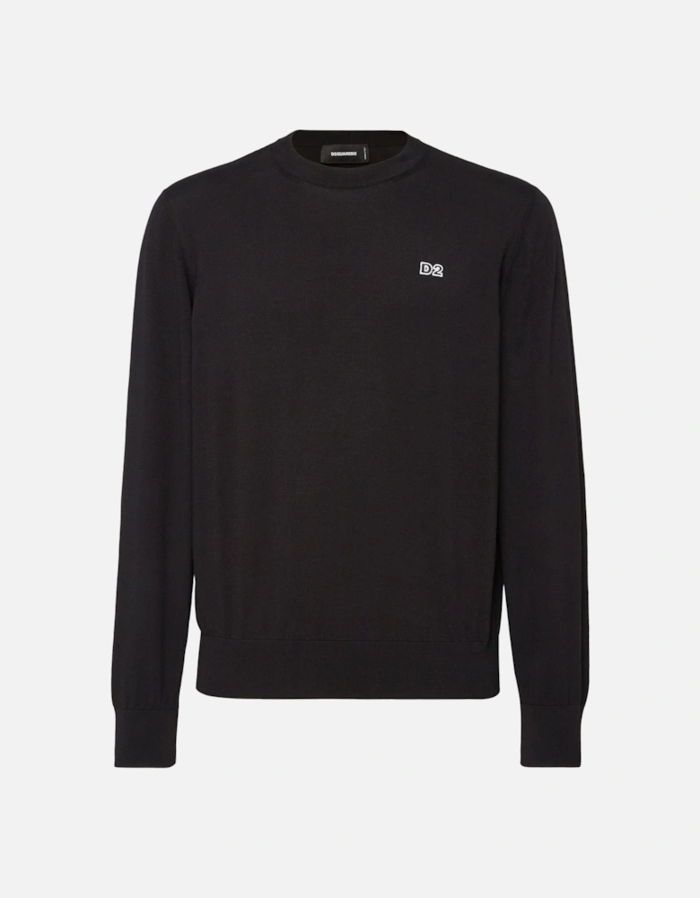 Plate Branding Wool Sweater Black