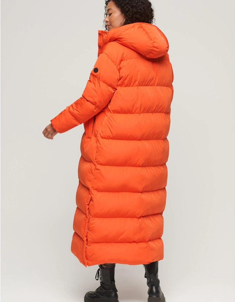 Maxi Hooded Puffer Coat - Orange