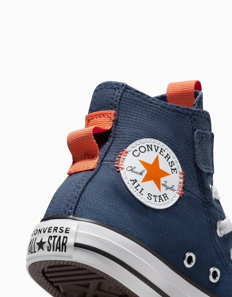 Kids Boys Easy-On Velcro Day Trip Utility High Tops Trainers - Navy