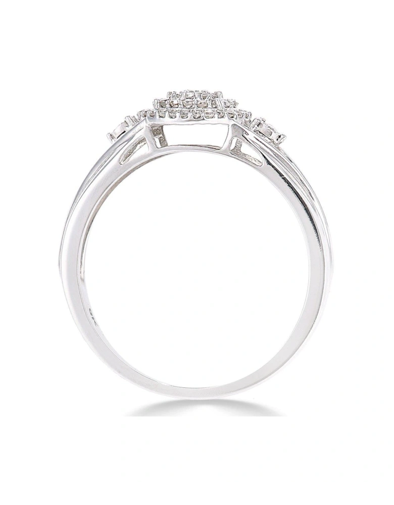 9ct white gold 18 point diamond cluster ring