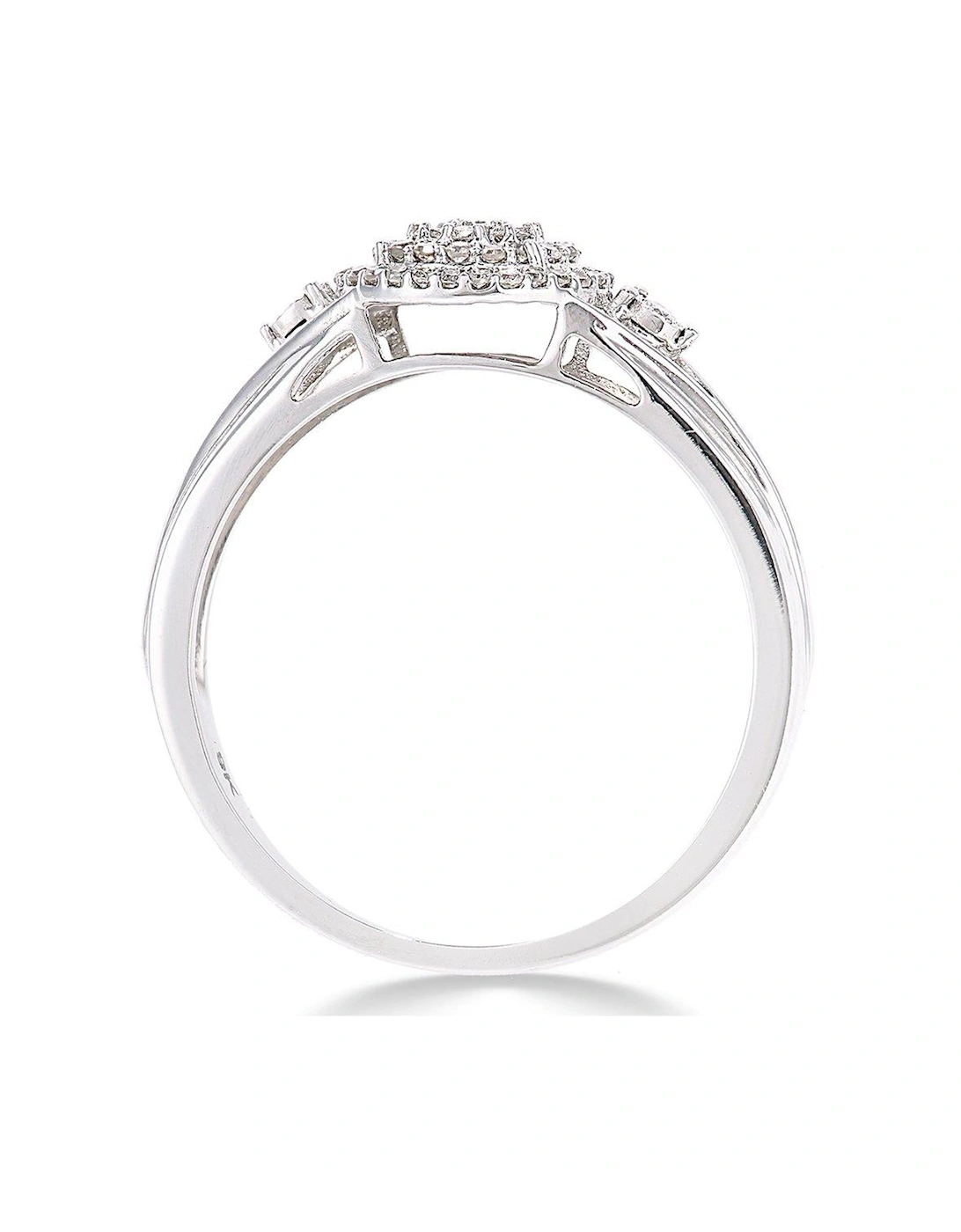 9ct white gold 18 point diamond cluster ring